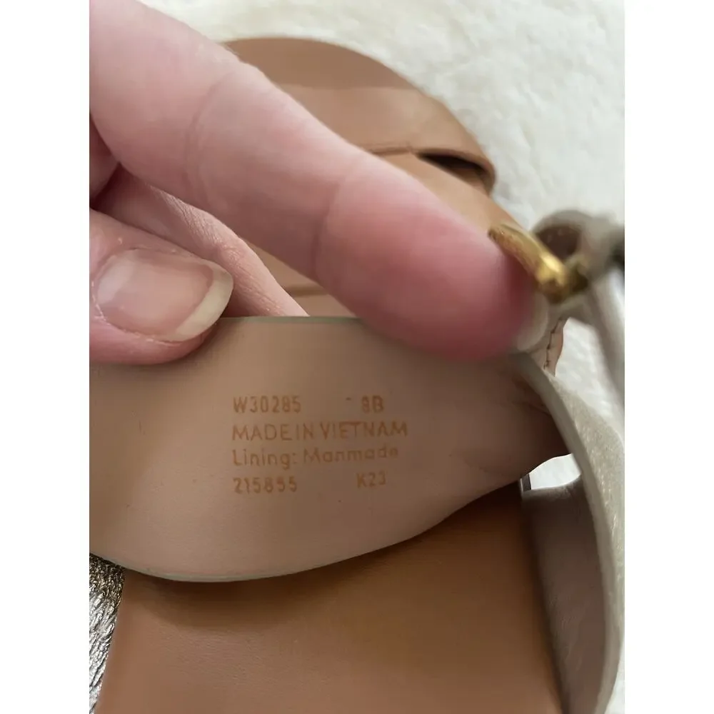 Cole Haan Fawn Sandal Leather Pecan/Soft Gold Size 8 Strappy Slingback